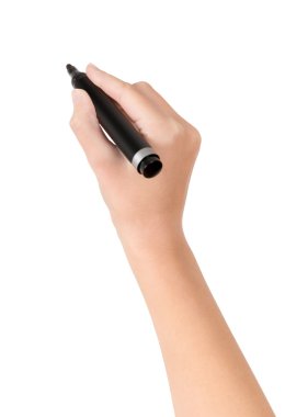 Hand with marker drawing isolated clipart