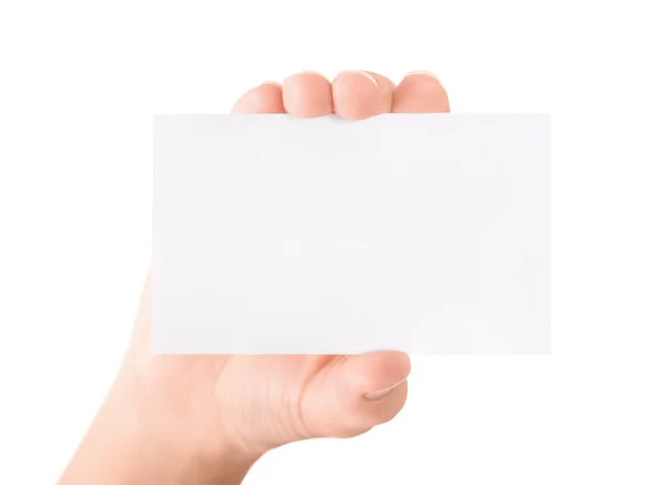 Showing blank business card isolated — Stock Photo, Image