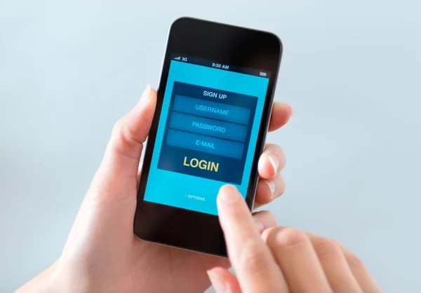 Formulier inlogvenster op mobiele telefoon — Stockfoto