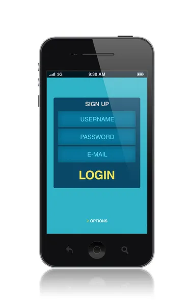 Smartphone moderno com interface de login — Fotografia de Stock