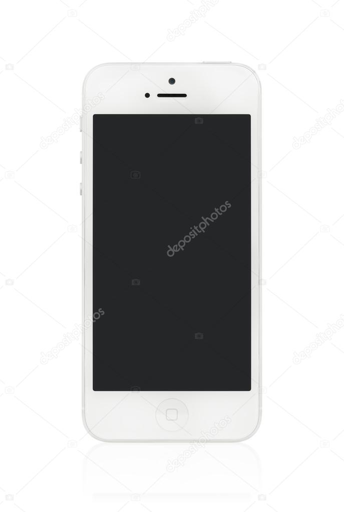 White Apple iPhone 5 with blank screen Stock Editorial Photo