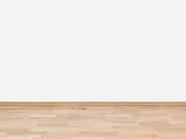 Empty white wall with wooden floor clipart