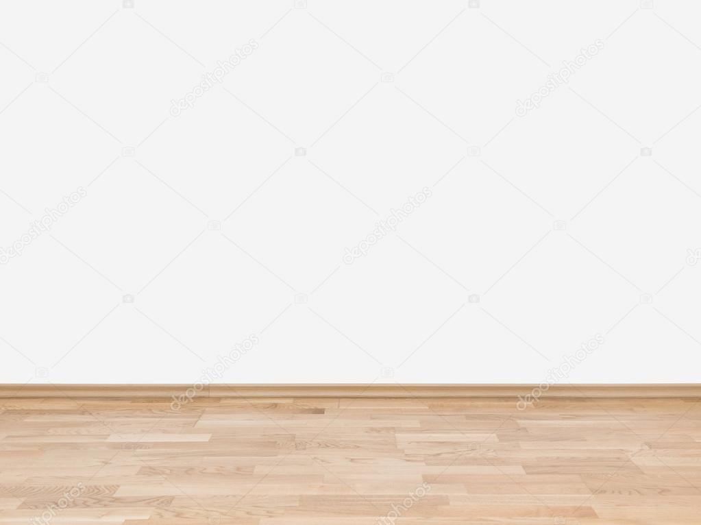 Empty white wall with wooden floor