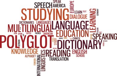 Polyglot typographical wordcloud clipart