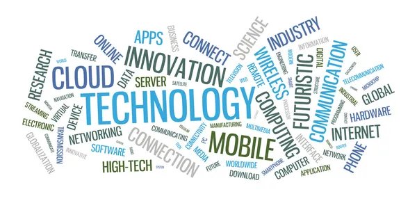 Tecnologia parola nube illustrazione — Vettoriale Stock