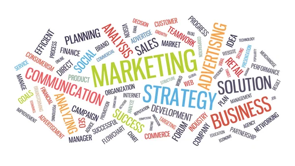 Marketing estrategia de negocios word cloud — Archivo Imágenes Vectoriales