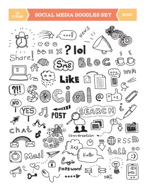 sosyal medya öğeleri kümesi doodle
