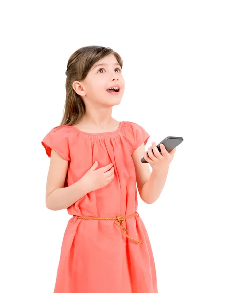 Inspired girl with mobile phone Stock Image