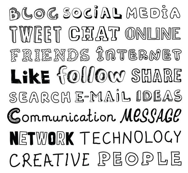Social media vector sketch text Royalty Free Stock Illustrations