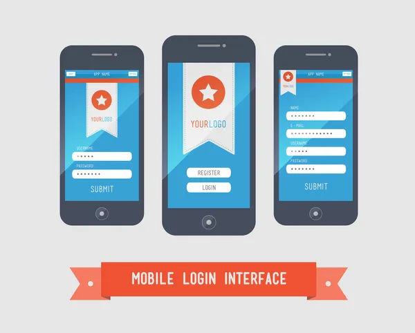 Mobile login interface form — Stock Vector