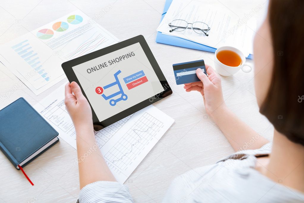 Online shopping with digital tablet