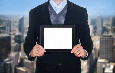 işadamı gösteren boş dijital tablet