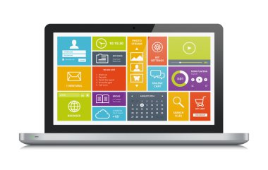 Metalik laptop ile modern UI tasarım