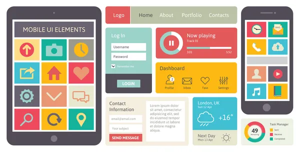 Mobiele ui vector-elementen — Stockvector