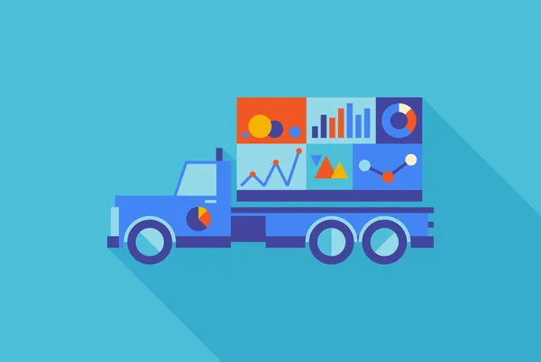 Reklám teherautó statisztika — Stock Vector