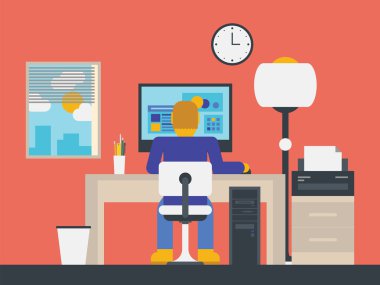 ofiste çalışan bir müdür çizimi