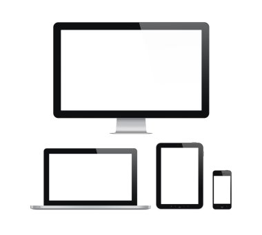 Modern computer and mobile devices set clipart