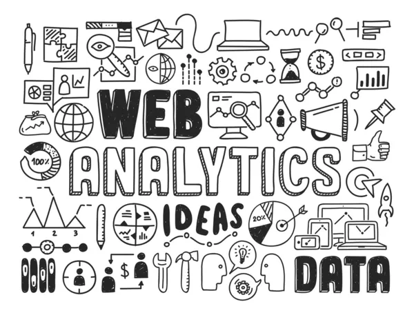 Elementos doodle Web analytics — Vetor de Stock