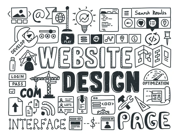 Elementi di design del sito web doodle — Vettoriale Stock