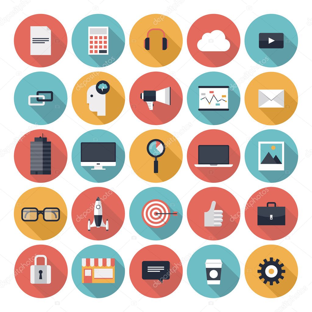 Business flat icons set