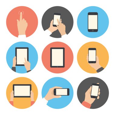 Mobil iletişim düz Icons set
