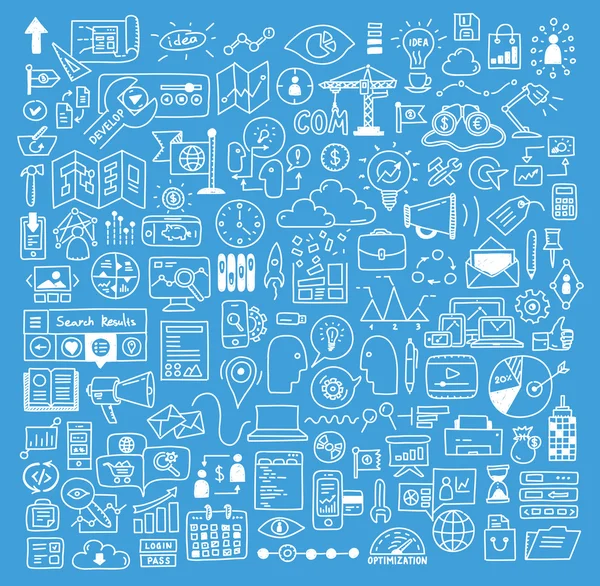 Desarrollo de sitios web y negocios doodles elements — Archivo Imágenes Vectoriales