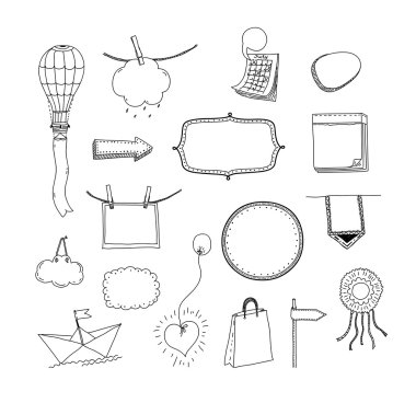 Vektör el çekilmiş mesaj kümesi çerçeveler