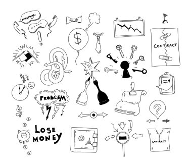 İş ilgi çatışma el çizilen illüstrasyon