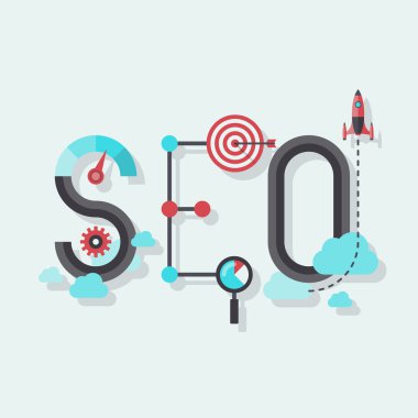 SEO kelime düz illüstrasyon
