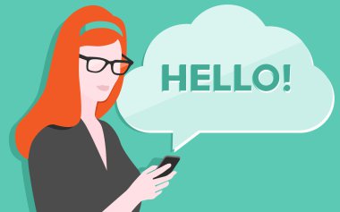 Kadın smartphone çizim ile