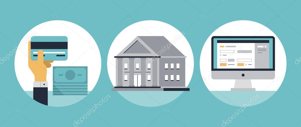 Online banking flat icons