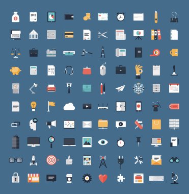 İş ve Finans düz Icons büyük set