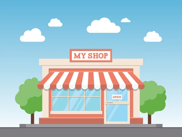 Pequeña tienda en la calle ilustración — Vector de stock