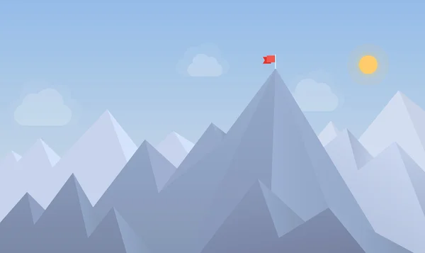 Flagge auf dem Gipfel Illustration — Stockvektor