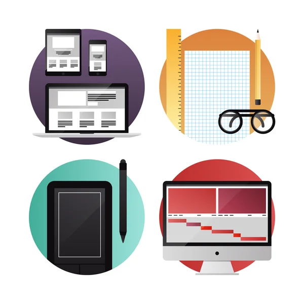 Web and video design flat icons — Stock Vector