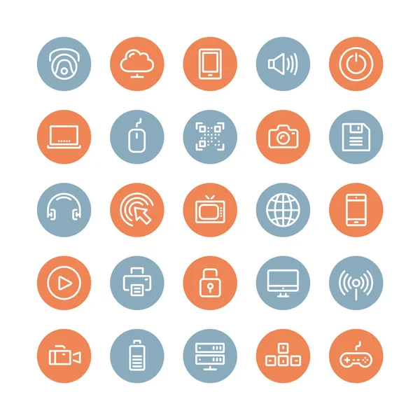 Multimedia and technology flat icons set — Stock Vector