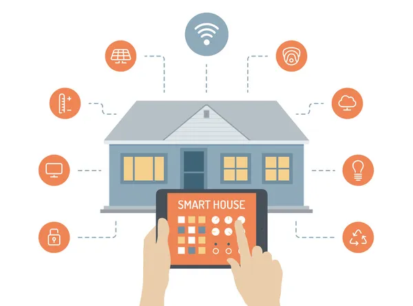 Smart house plat illustration concept — Image vectorielle