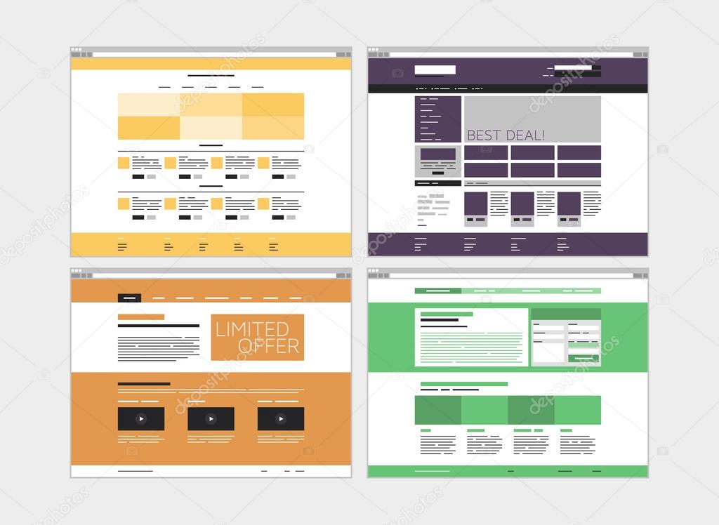 Abstract flat website set