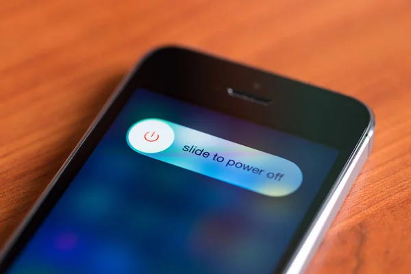 Slide to power off options on Apple iPhone 5S — Stock Photo, Image