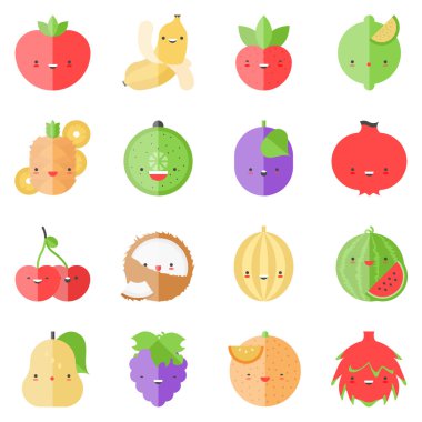 Şirin şık meyve düz simgeler