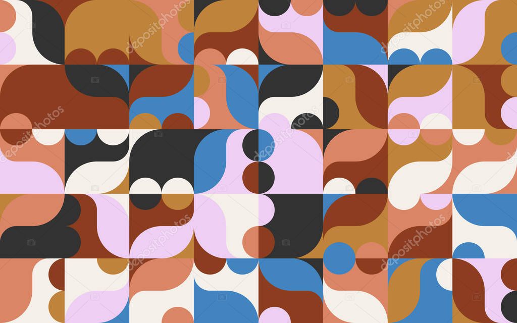 Abstract pattern graphics design inspired by postmodern aesthetics arts made with bold geometric shapes and abstract figures for poster, cover, art, presentation, prints, fabric, wallpaper and etc.