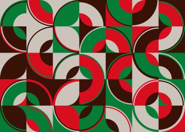 Cesur geometrik şekiller ve poster, kapak, sanat, sunum, baskı, kumaş, duvar kağıdı ve benzeri soyut figürlerle yapılmış modernizm estetiğinden esinlenilmiş soyut desenli grafik tasarımı.