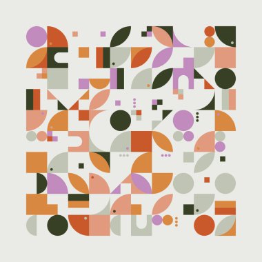 Bauhaus, taşıyıcı tasarım elementleri ve poster, kapak, sanat, sunum, baskı, kumaş, duvar kağıdı vb. için kalın geometrik şekillerle yapılan soyut sanat eserlerinden ilham almıştır..