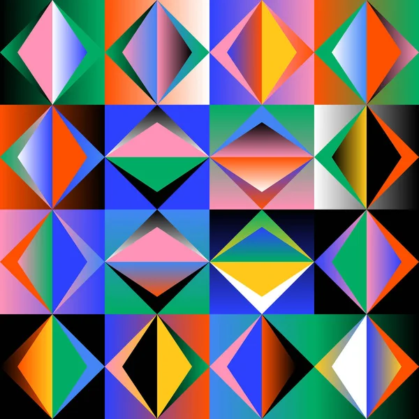 Motif Vectoriel Abstrait Couleur Néon Réalisé Avec Différentes Formes Géométriques — Image vectorielle