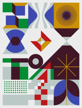 Dijital kolaj grafikleri, vektör soyut formları ve üretici geometrik şekillerle yapılmış, web arkaplan, poster tasarımı, dergi ön sayfası, yüksek teknoloji baskısı, kapak resmi.