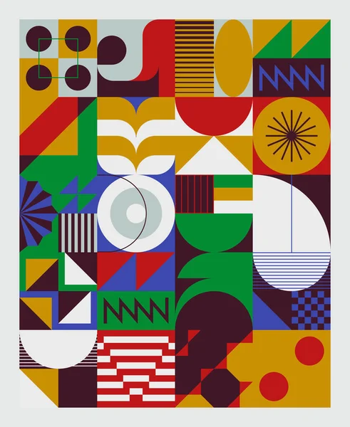 Scandi Sanat Kolajı grafikleri, vektör soyut formları ve üretici geometrik şekillerle yapılmış, web arkaplanı için kullanışlı, poster tasarımı, dergi ön sayfası, duvar baskısı, kapak resmi.