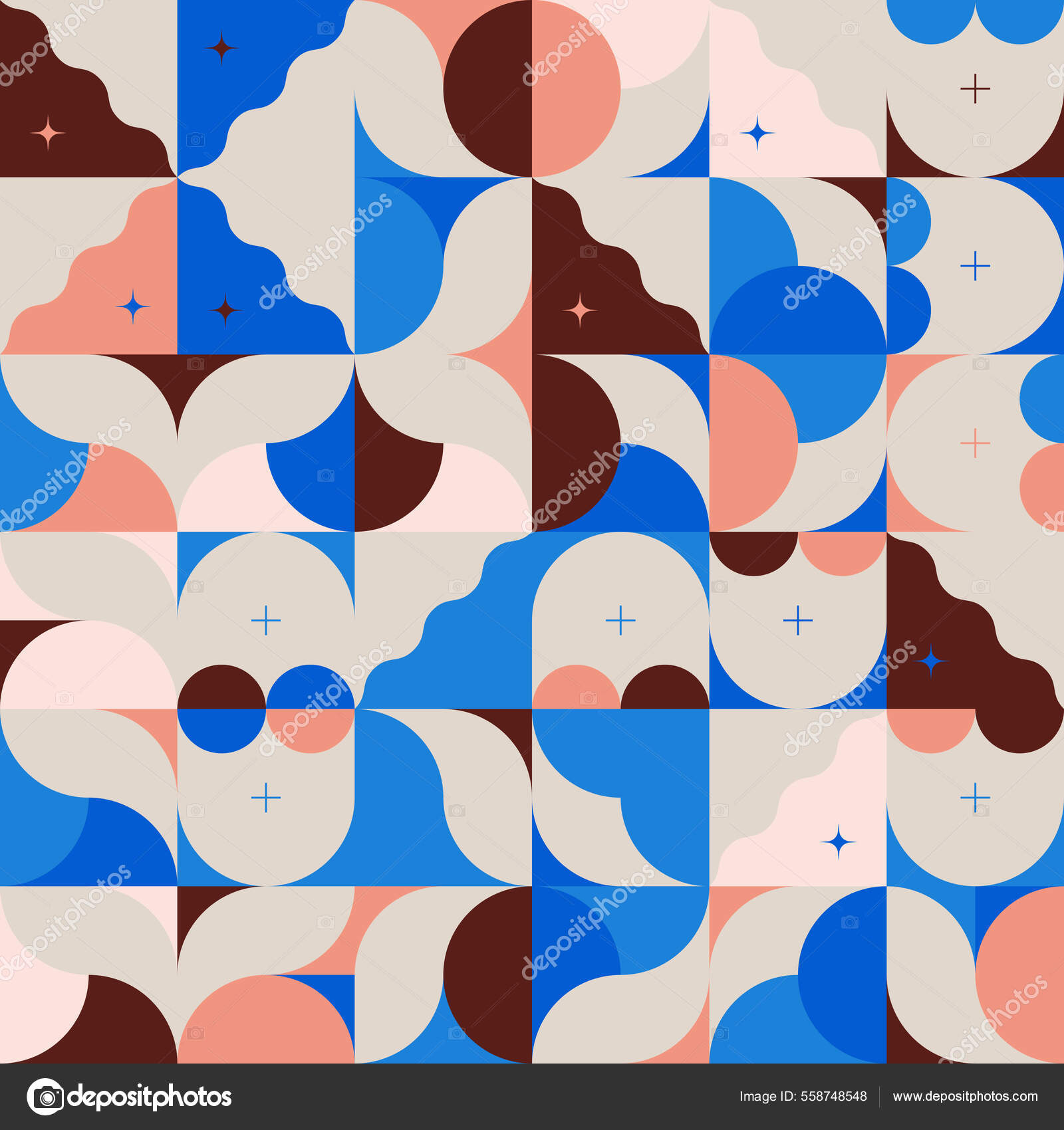 Scandi Art Collage Graphics Pattern Made Vector Abstract Forms ...