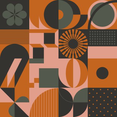 Bauhaus, taşıyıcı tasarım elementleri ve poster, kapak, sanat, sunum, baskı, kumaş, duvar kağıdı vb. için kalın geometrik şekillerle yapılan soyut sanat eserlerinden ilham almıştır..