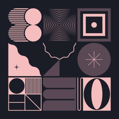 Retro Gelecek Sanatı soyut geometrik şekiller ve kalın formlarla yapılmış vektör desenli çizimlerden esinlenmiştir. Poster, kapak, sanat, sunum, baskı, kumaş, duvar kağıdı ve benzeri dijital grafik tasarımı.