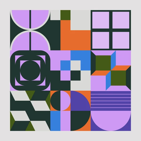 Digitale Collage Graphics Patroon Gemaakt Met Vector Abstracte Vormen Generatieve — Stockvector